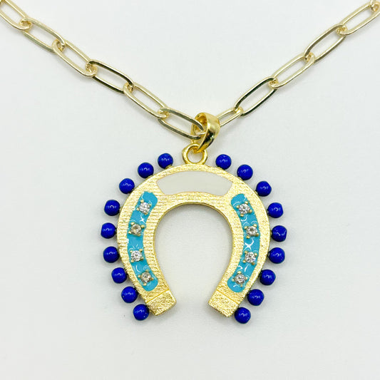 The Lucky Horseshoe Necklace - Blue Lapis