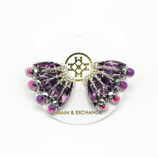 Mini Fan Girl Earrings - Purple/Silver