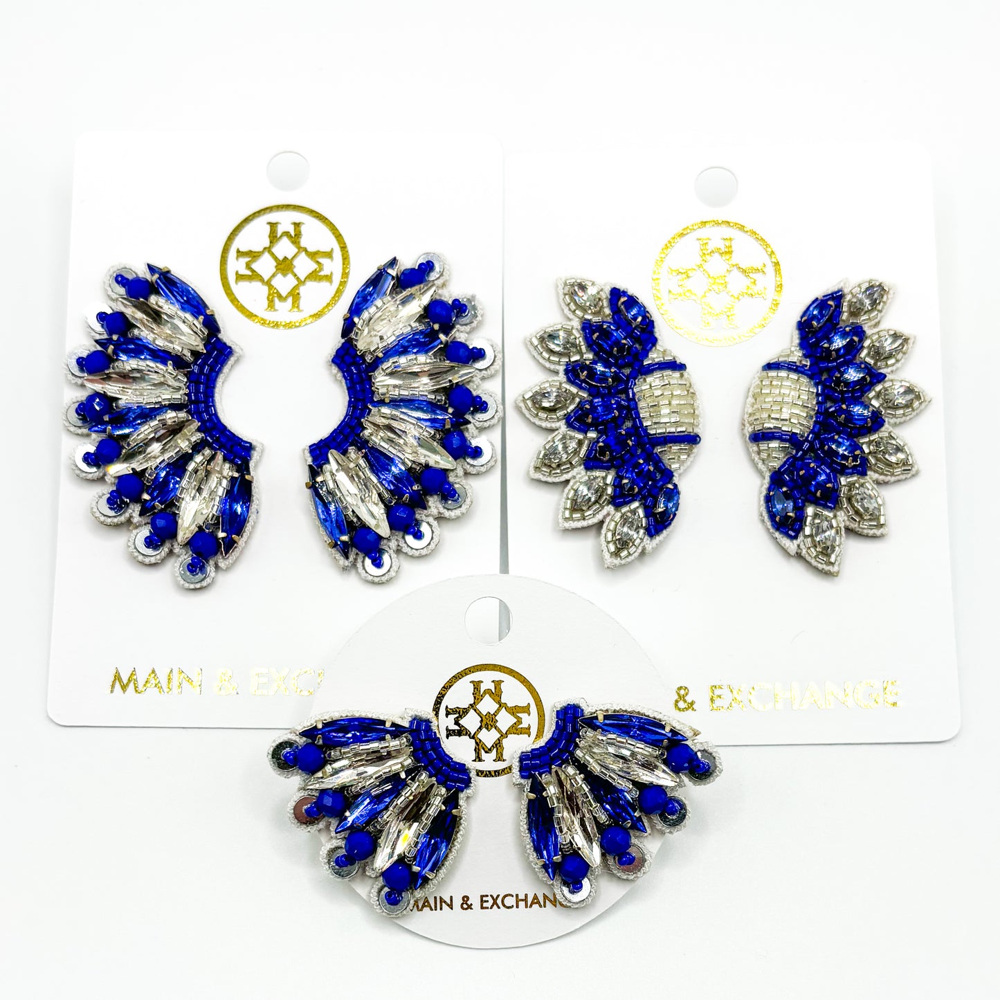 Mini Fan Girl Earrings - Blue/Silver